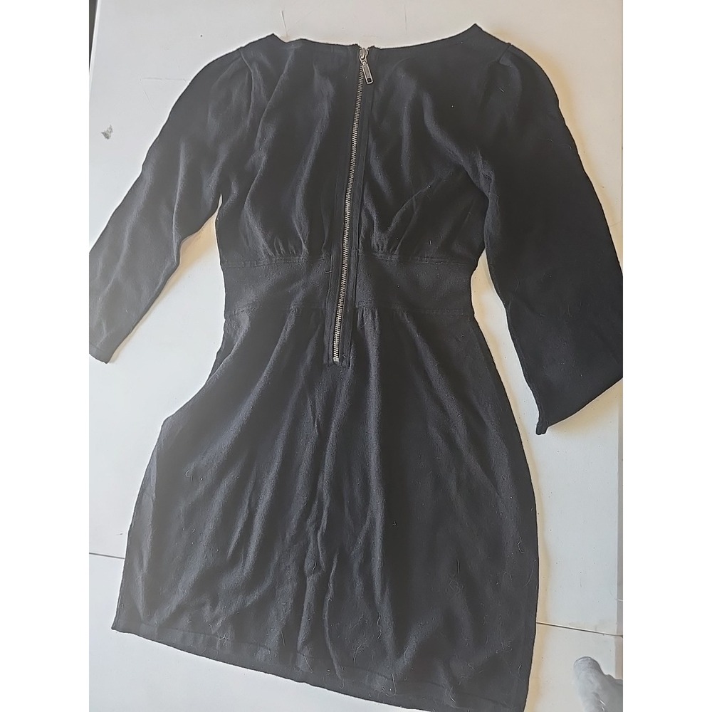Express Sweater Dress Black With 3/4 Sleeves Zipper Embellishment On Back Size M - Picture 4 of 5